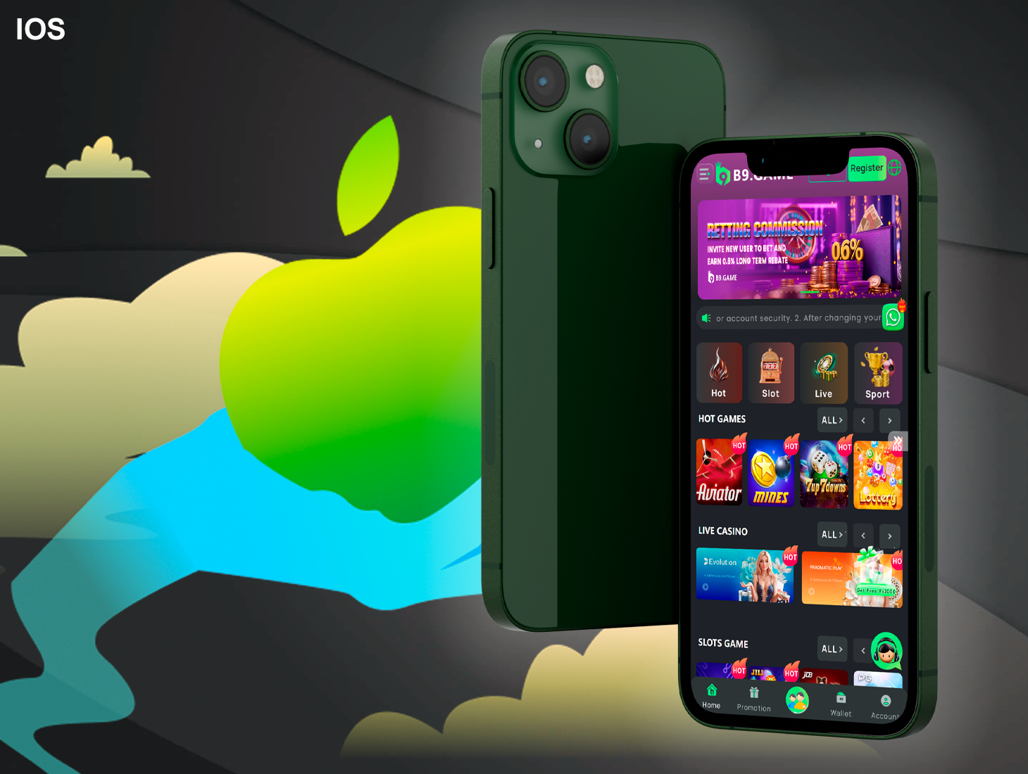 اگر آپ کے پاس iOS اسمارٹ فون ہے، تو آپ اس ڈیوائس سے بھی کھیل سکتے ہیں اور ہمارے منافع بخش بونس حاصل کر سکتے ہیں۔